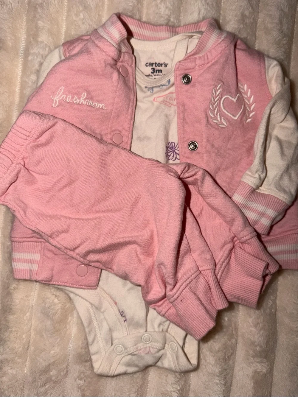 Carter's Pink Baby Girls Sweatpants & Jacket Set